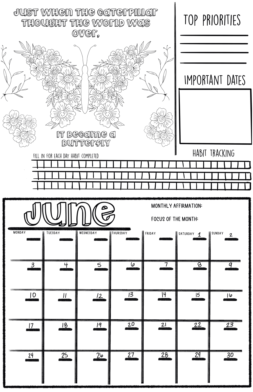 Your Inspirational Color-In Calendar