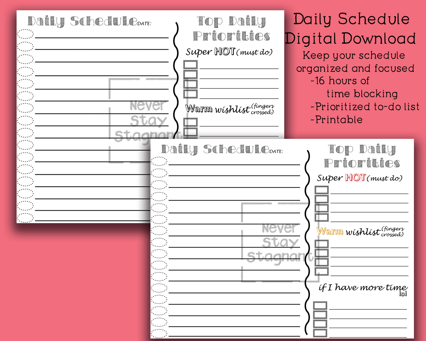 Daily Schedule Digital Download