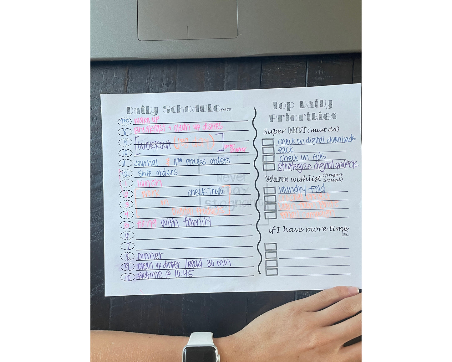 Daily Schedule Digital Download