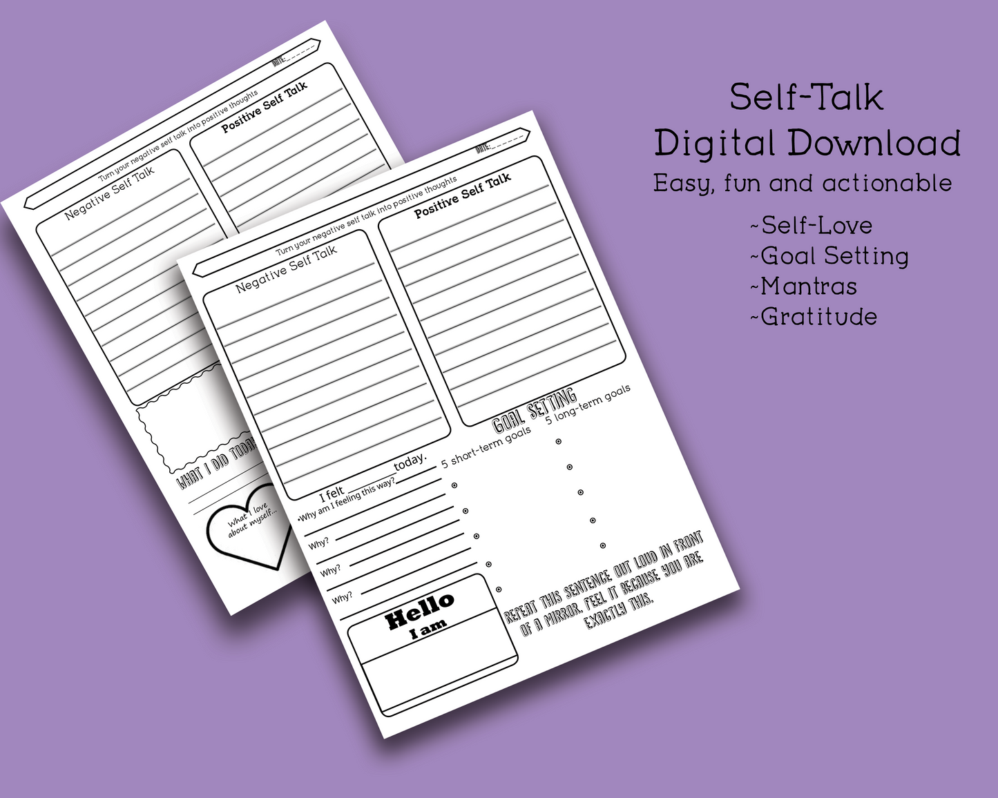 Self-Talk Interactive Worksheets