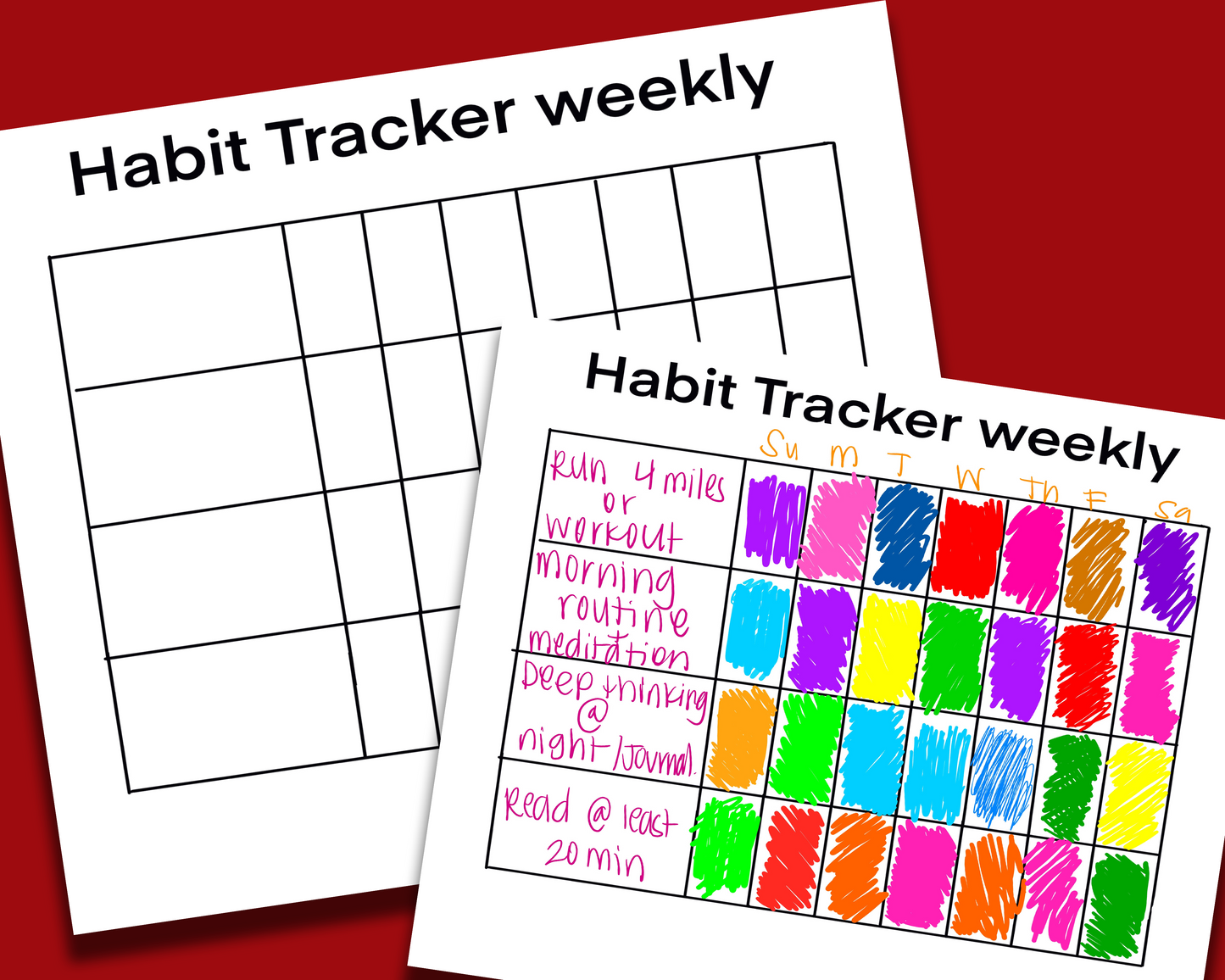 Habit Tracker (12 Month and Weekly) Digital Download