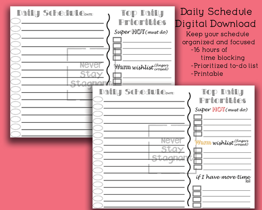 Daily Schedule Digital Download