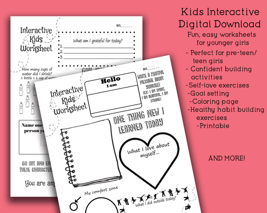 Interactive Kids Worksheets Digital Download