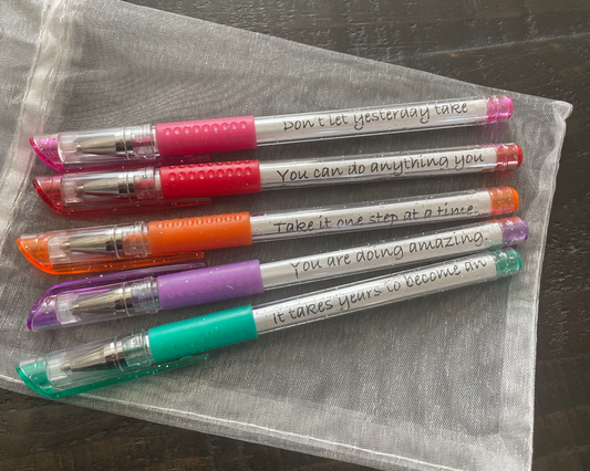 Gel Pen with Inspirational Quote Set (set of 5)